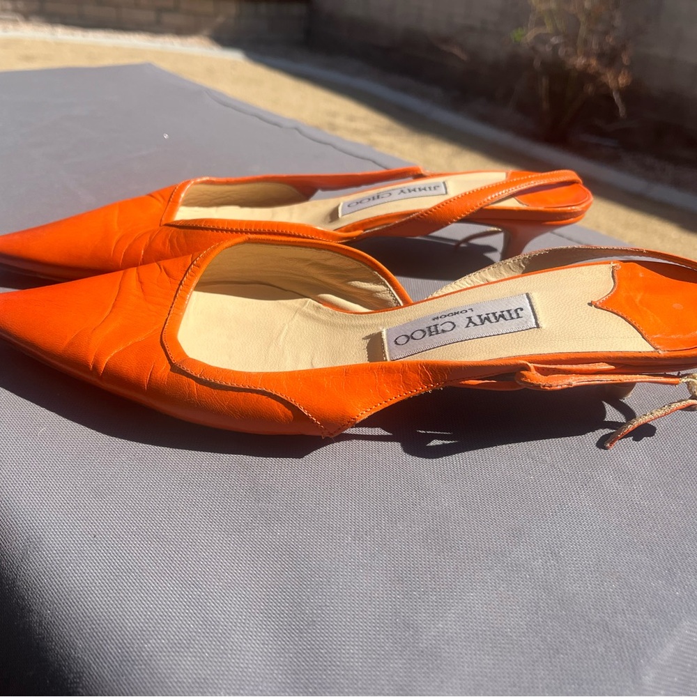 Jimmy Choo Vibrant Orange Slingback Heels - Picture 3 of 4